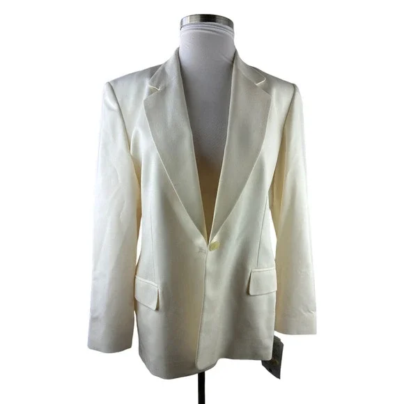 NWT Pendelton Blazer Suit Jacket 100% Virgin Wool Cream Single Button Size 16 - Picture 2 of 14